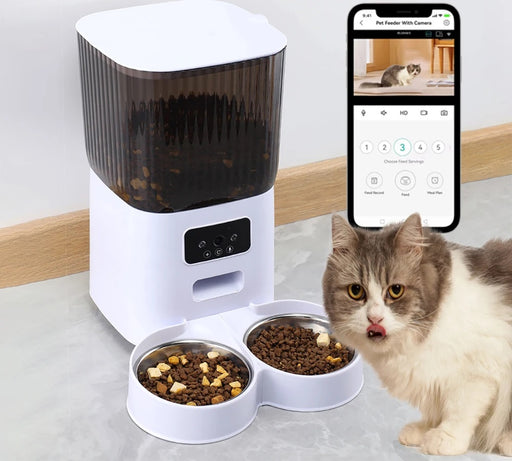 5L Single or Dual Pet Feeder with HD Camera Automatic Cat Feeder Smart Dog Food