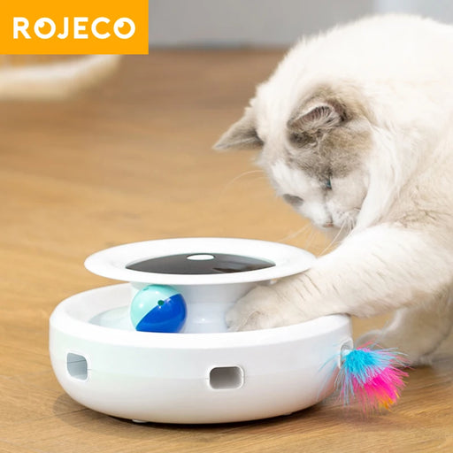 ROJECO 2-in-1 Automatic  Smart Cat Feather and Fun Ball Toy