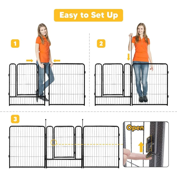 Dog Playpens 8/16 Panels Dog Pen Outdoor Dog Fence Exercise Pen 40 inch Height Pet Play Yard Gate with Doors