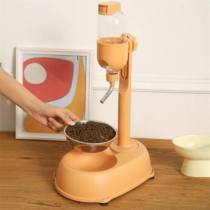 Automatic Dispenser Anti-tip Pet Bowl With Drinking Water Bottle and Feeder