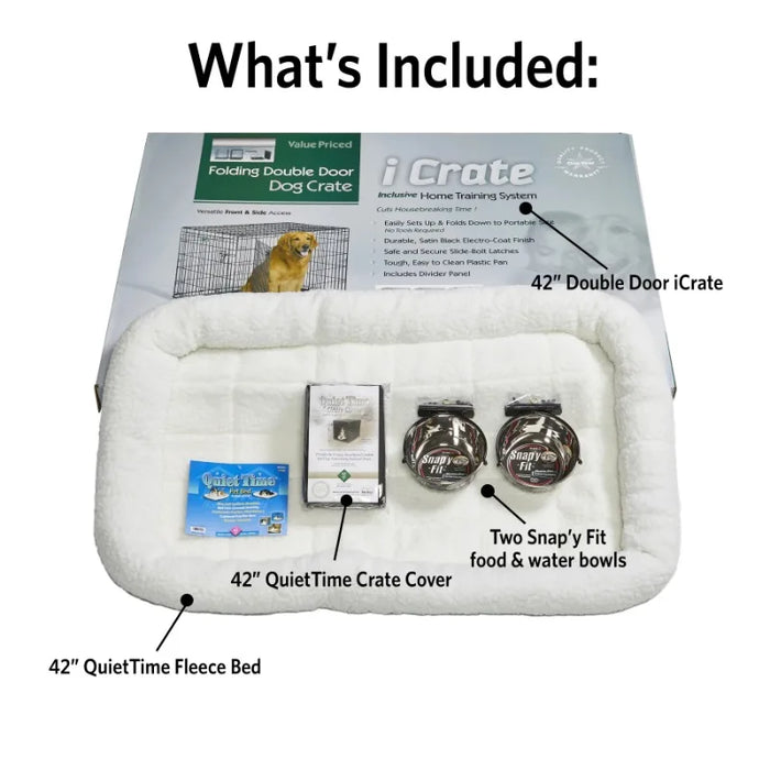 MidWest Homes Fleece Starter Kit For Large Dogs Includes Crate