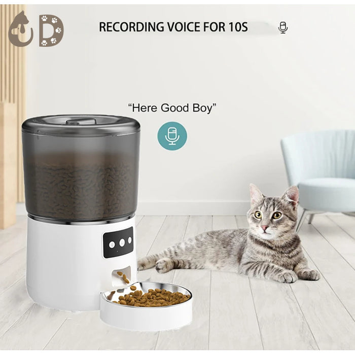 4L Automatic Cat Feeder Pet Smart Cat Food Kibble Dispenser Timer Stainless Steel Bowl Auto Feeder For Cats Dog Accessories