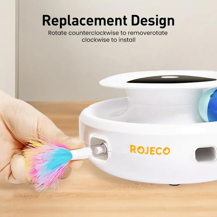 ROJECO 2-in-1 Automatic  Smart Cat Feather and Fun Ball Toy