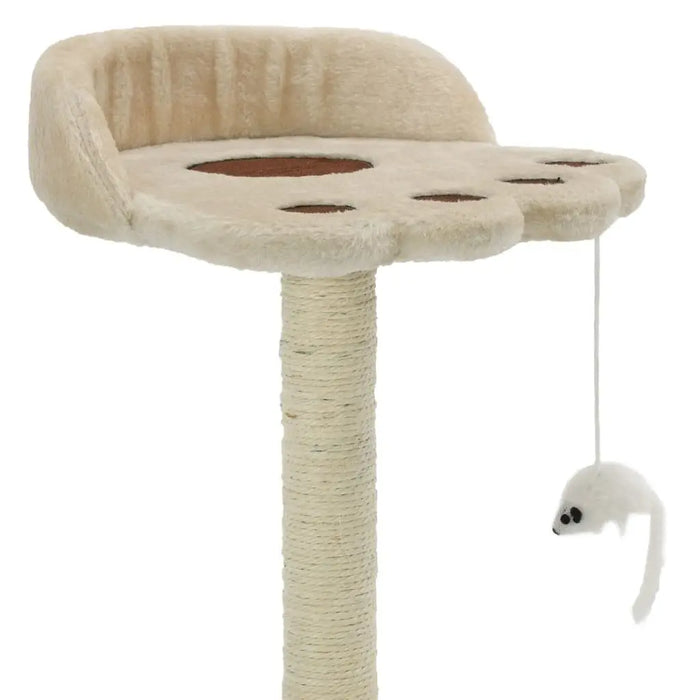 W2B VidaXL Cat Tree Beige and Brown Plush with Sisal Rope Particle Board Frame Cat Condo Scratching Post House