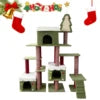 Cat Tree Indoor Cat Play Sleep Rest Large Christmas Roomy Condo Scratching Post Multi Level Particle Board Carton Packaging US