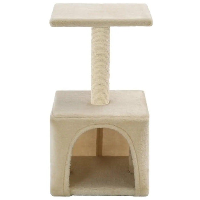 Beige Cat Tree 21.7 in Cat Climbing Frame with Soft Plush and Sisal Rope