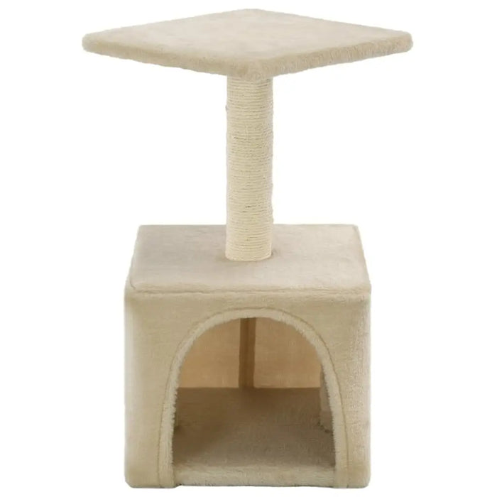 Beige Cat Tree 21.7 in Cat Climbing Frame with Soft Plush and Sisal Rope