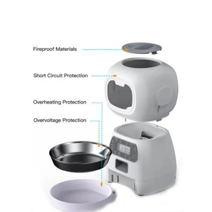 Repetsun Automatic Cat Feeder 3.5L Pet Feeder Dog Food Dispenser for Cats and Dogs with Stainless Steel Food Bowl, Visible Window and Memory Function,10 Voice Recorder,4 Meal Portion Control