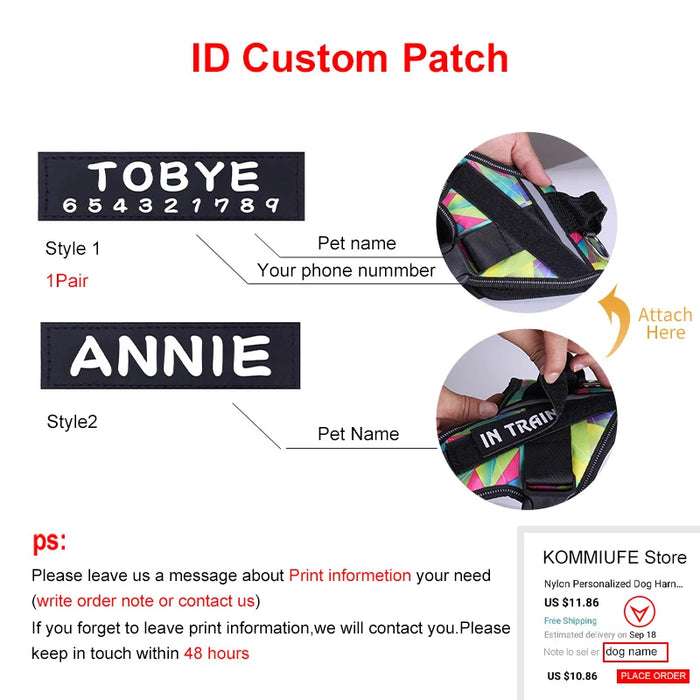 KOMMILIFE Nylon Adjustable Dog No Pull Harness