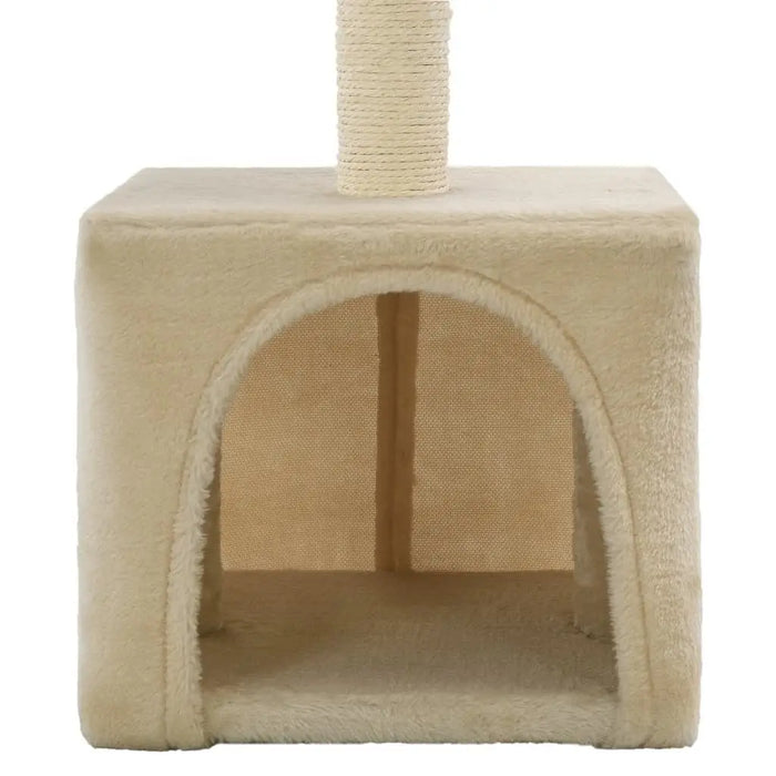 Beige Cat Tree 21.7 in Cat Climbing Frame with Soft Plush and Sisal Rope