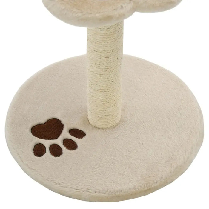 W2B VidaXL Cat Tree Beige and Brown Plush with Sisal Rope Particle Board Frame Cat Condo Scratching Post House