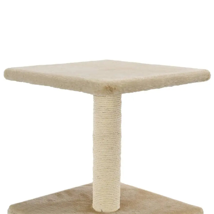 Beige Cat Tree 21.7 in Cat Climbing Frame with Soft Plush and Sisal Rope