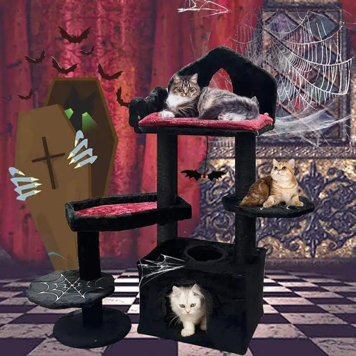Halloween Cat Tree  Cat FurniturePremium Multi-Level Cat Tree Condo - Indoor Cat Tower with Kitten-Friendly Scratching Post