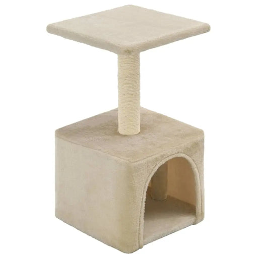 Beige Cat Tree 21.7 in Cat Climbing Frame with Soft Plush and Sisal Rope