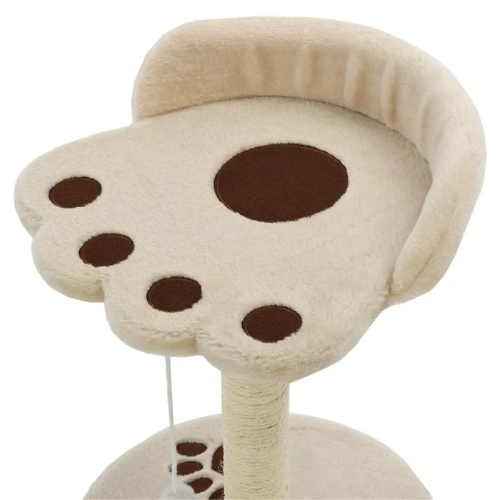W2B VidaXL Cat Tree Beige and Brown Plush with Sisal Rope Particle Board Frame Cat Condo Scratching Post House