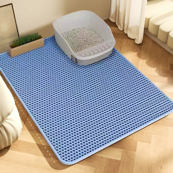 Cat Litter Mat 2-Layer Design Premium Sand Trapping Technology Waterproof Base Non-Slip Pet Floor Protector for Indoor Kittens