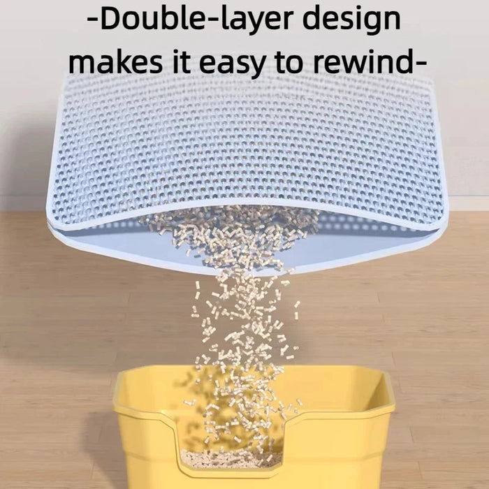 Cat Litter Mat 2-Layer Design Premium Sand Trapping Technology Waterproof Base Non-Slip Pet Floor Protector for Indoor Kittens