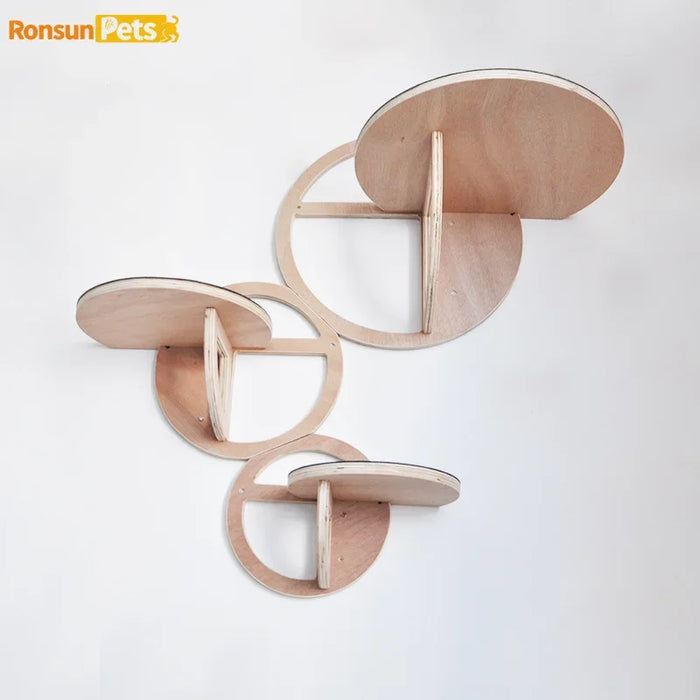 Cat Wall Climbing Set Things for Cats Toys Wood Cat Trees & Climbing Towers Pet Products Cat Hiding House Kitten Accessories