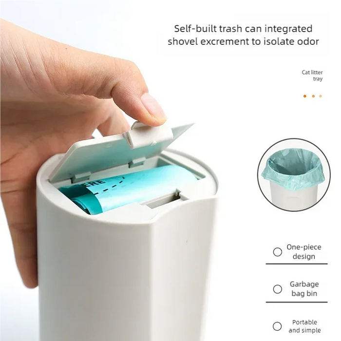 Cat Litter Scoop Integrated Cat Poop Pick Up Tool With Built In Garbage Bag Set Detachable Washable Pet Cat Toilet Cleaning Supp