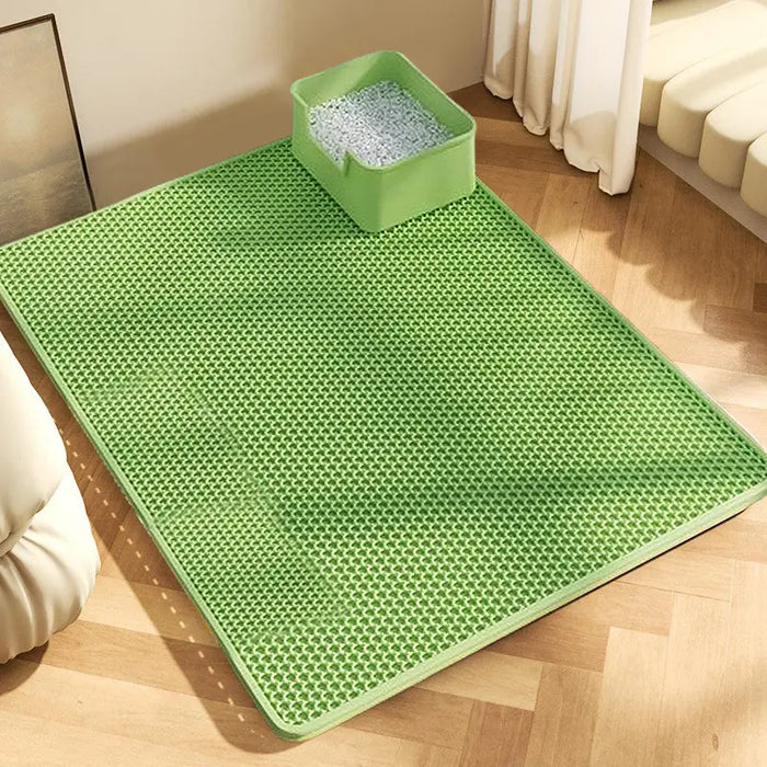 Cat Litter Mat 2-Layer Design Premium Sand Trapping Technology Waterproof Base Non-Slip Pet Floor Protector for Indoor Kittens