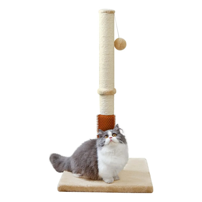 32" Tall Cat Scratching Posts For Indoor Cats Adults With 2 Toy Balls, 1 Dummy Mouse, Large Cat Scratch Post Includes Sisal Rope