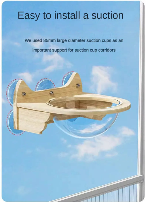 Suction Cup Cat Climbing Wooden Wall Jumping Cats Space Capsule Cat Nest Hanging Basket Pet Products Supplies Furniture