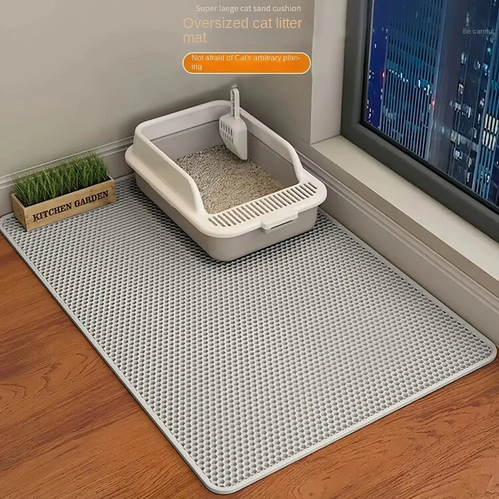 90X60CM Double Layer Cat Litter Mat Waterproof Nonslip Washable Sand Trapping Pet Toilet Mat for Home Cat Cleanliness