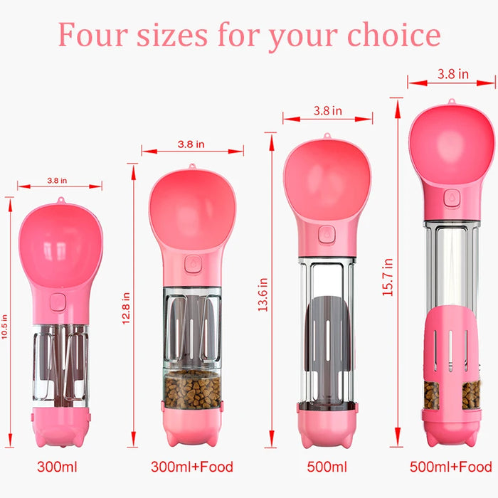 Multifunctional 3 In 1 Leak Proof Water Bottle and Food Feeder for Travel and Outdoor Drinking