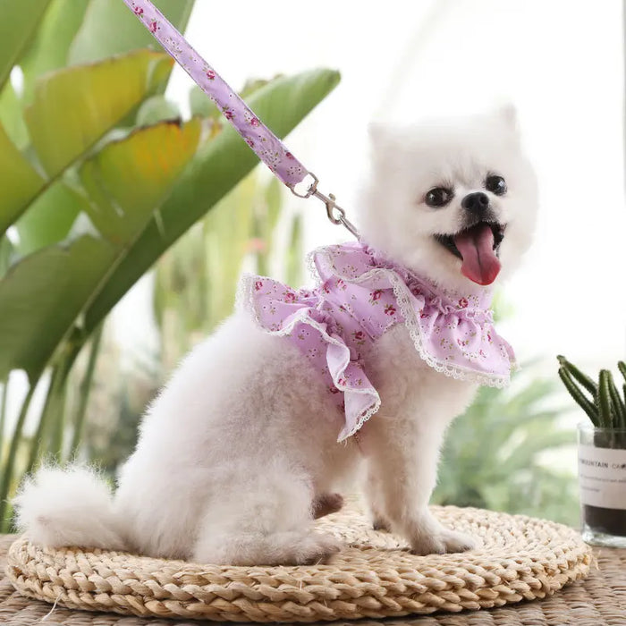 Floral Dog and Cat Vest Puppy Leash Harness
