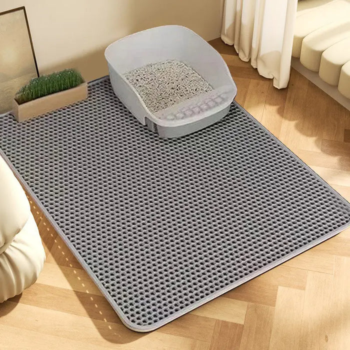 Cat Litter Mat 2-Layer Design Premium Sand Trapping Technology Waterproof Base Non-Slip Pet Floor Protector for Indoor Kittens