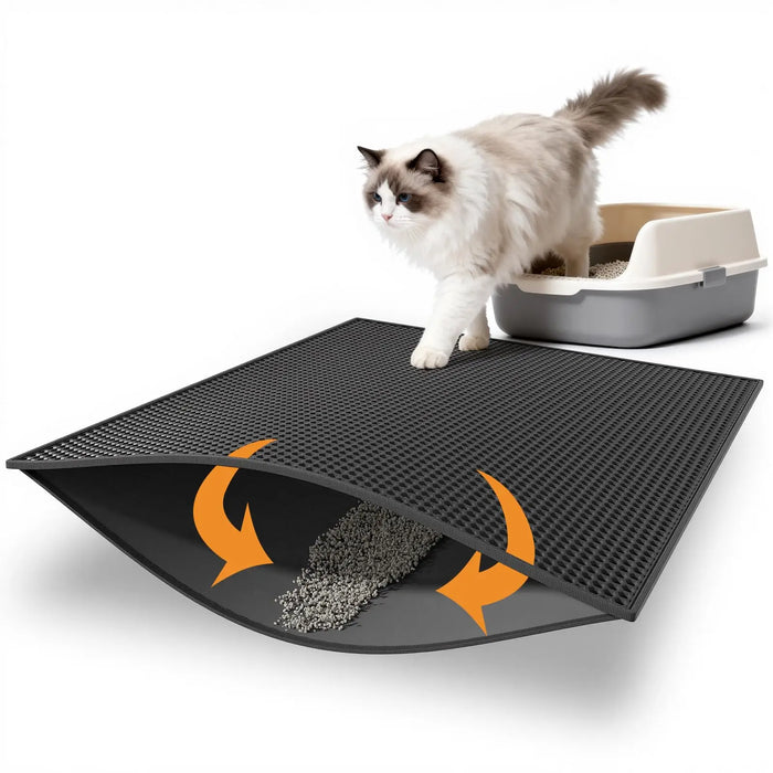 Cat Litter Mat, Honeycomb Double Layer Design, EVA Pad for Litter Box, Traps Urine & Scatter, Easy Clean Non-Slip Mat, Reduce Wa