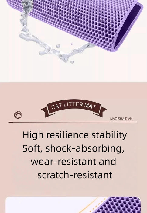 Cat Litter Mat 2-Layer Design Premium Sand Trapping Technology Waterproof Base Non-Slip Pet Floor Protector for Indoor Kittens
