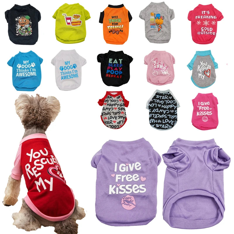 Cute  Imprinted Dog T-shirt and Vest
