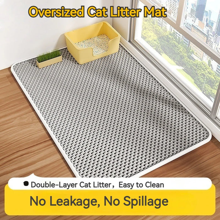 Cat Litter Mat Anti Scatter Litter Trapping Pad Double Layer Waterproof Non Slip Cat Litter Box Mat Floor Clean Pet Cat Supplies