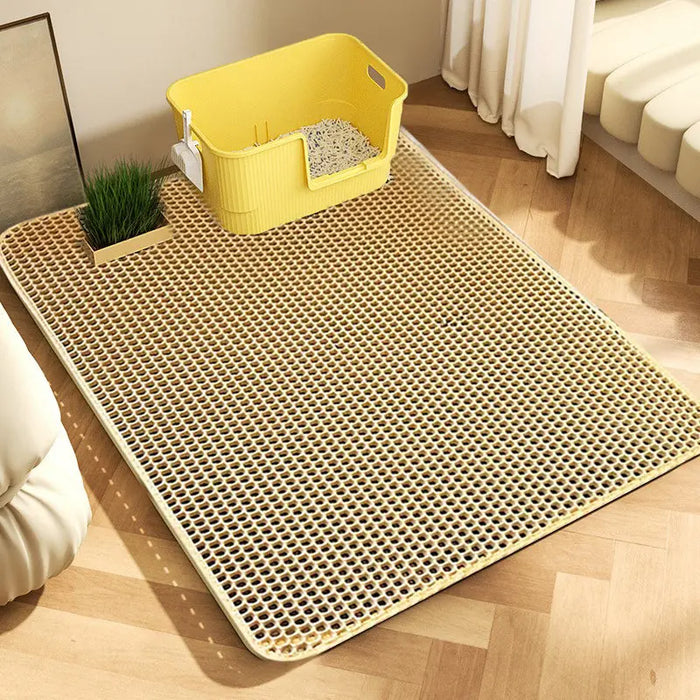 Cat Litter Mat 2-Layer Design Premium Sand Trapping Technology Waterproof Base Non-Slip Pet Floor Protector for Indoor Kittens