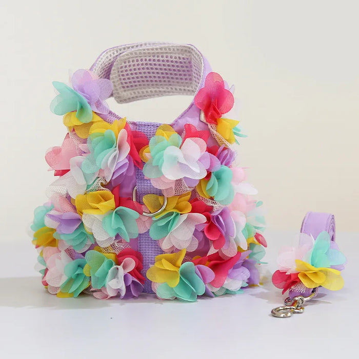 Floral Dog and Cat Vest Puppy Leash Harness