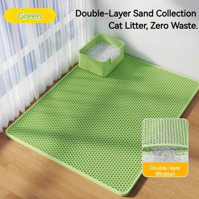 Cat Litter Mat Anti Scatter Litter Trapping Pad Double Layer Waterproof Non Slip Cat Litter Box Mat Floor Clean Pet Cat Supplies