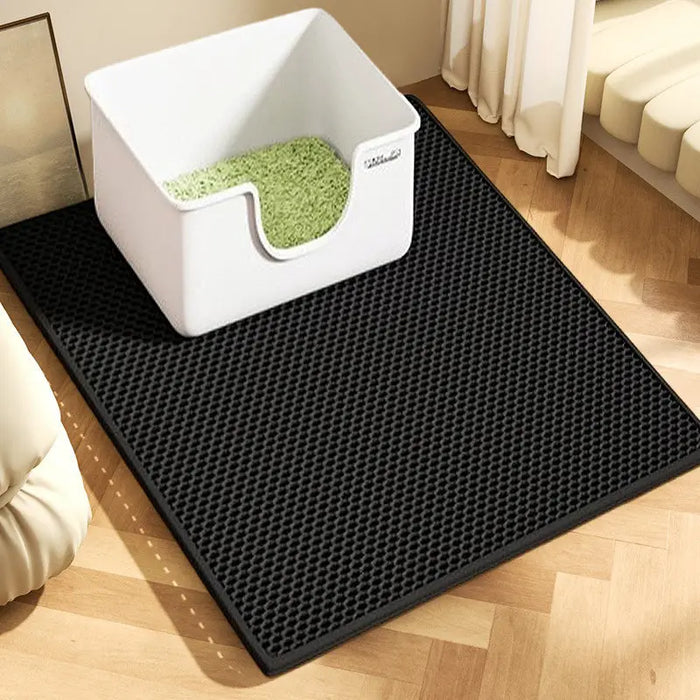 Cat Litter Mat 2-Layer Design Premium Sand Trapping Technology Waterproof Base Non-Slip Pet Floor Protector for Indoor Kittens
