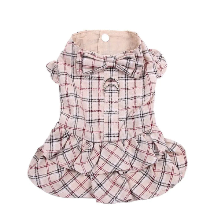 Pet Dress Shirt Plaid & Bow with Matching Dog Leash