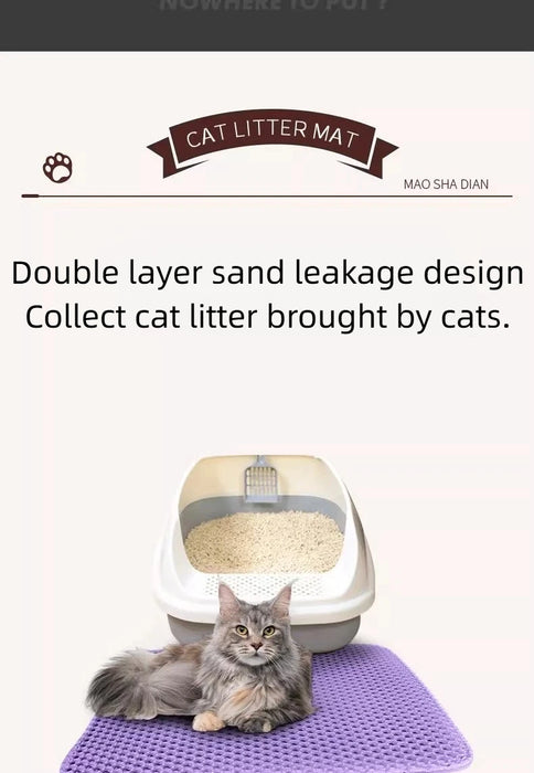 Cat Litter Mat 2-Layer Design Premium Sand Trapping Technology Waterproof Base Non-Slip Pet Floor Protector for Indoor Kittens