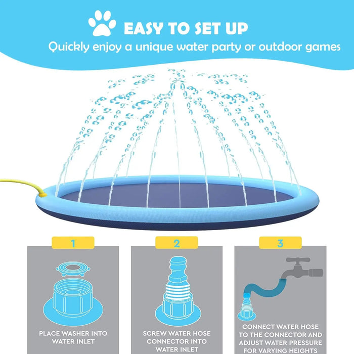 Splash Sprinkler Pad for Dogs Kids Non-Slip Thicken Dog Pool with Sprinkler Pet Summer Outdoor Play Water Mat Toys for Pet Dogs