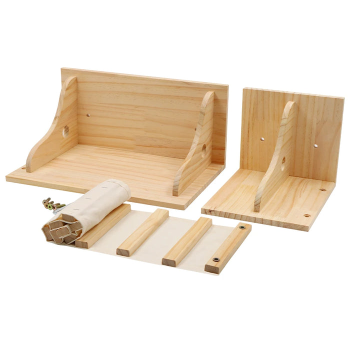 Cat Wall Climbing Shelves Wall-Mounted Furniture Set 2 Shelves with 1 Bridge Ladder for Indoor Cats Tree Tower Bed Accessories