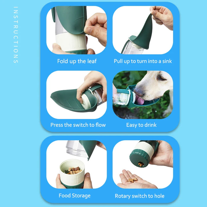 Portable Silicone 2 in 1 Multifunction Pet Water Bottle