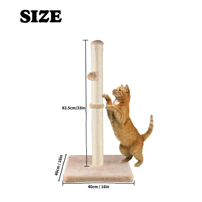 32" Tall Cat Scratching Posts For Indoor Cats Adults With Toy Ball, Large Cat Scratch Post Includes Sisal Rope