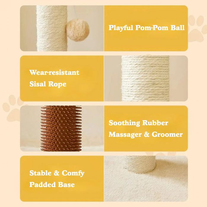 32" Tall Cat Scratching Posts For Indoor Cats Adults With 2 Toy Balls, 1 Dummy Mouse, Large Cat Scratch Post Includes Sisal Rope