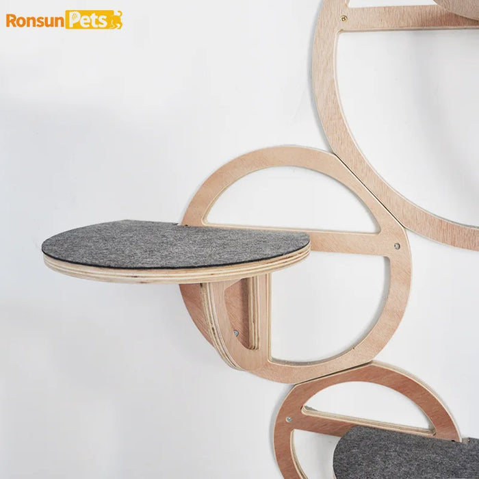 Cat Wall Climbing Set Things for Cats Toys Wood Cat Trees & Climbing Towers Pet Products Cat Hiding House Kitten Accessories