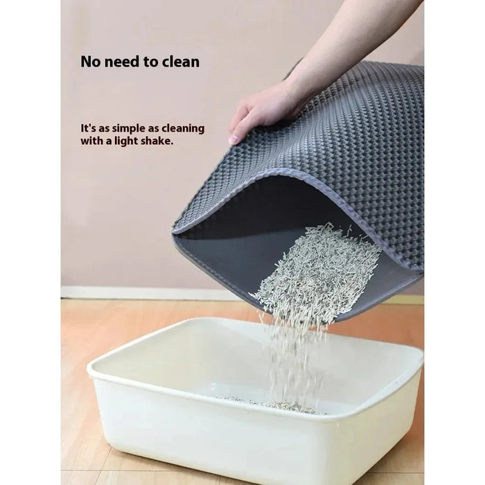 90X60CM Double Layer Cat Litter Mat Waterproof Nonslip Washable Sand Trapping Pet Toilet Mat for Home Cat Cleanliness