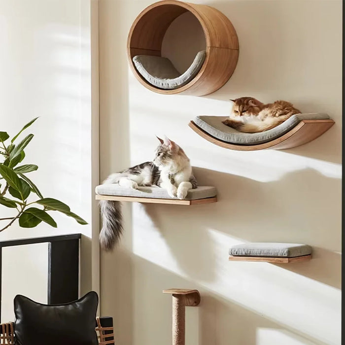 Indoor Wall-Mounted Cat Shelf Soft Cushioned Bed & Perch for Kittens & Adult Cats Cat Furniture for Climbing Sleeping & Playing