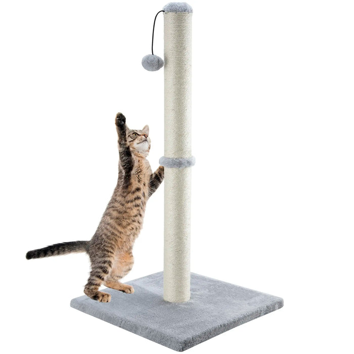 32" Tall Cat Scratching Posts For Indoor Cats Adults With Toy Ball, Large Cat Scratch Post Includes Sisal Rope