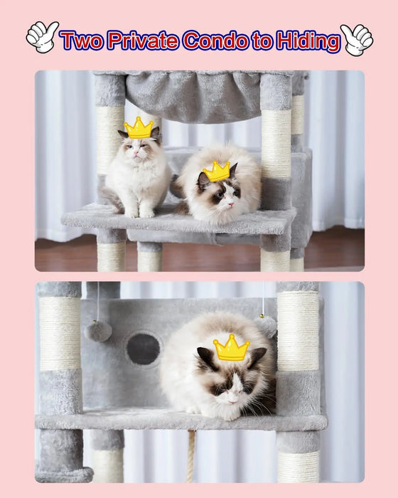 Large 74" Cat Tree with 3 Platforms, 2 Baskets, Condos, Scratching Posts for Indoor Cats